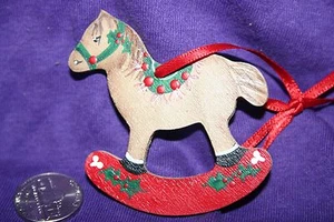 Vintage Navidad Madera Tole Pintado Navidad Mecedor Tole Mole - Imagen 1 de 2