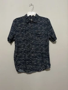 Volcom Grafton SS Slim Fit Navy Short Sleeve Shirt Men’s Medium Cotton Linen - Picture 1 of 7