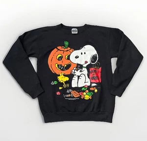 Vtg 90's Peanuts Snoopy & Woodstock Pumpkins Halloween Sweatshirt Size Large - Picture 1 of 7