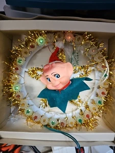 Vintage Pixie Elfe Weihnachtsbaumspitze Lichtkreis mit TEILEN ODER REPARATUR (FLACKERT) - Bild 1 von 10
