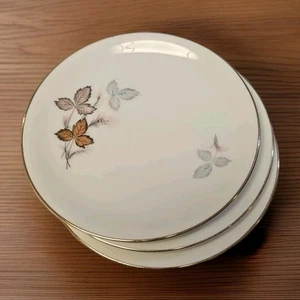 KPM KRISTER Germany Autumn Leaves Dinnerware Porcelain 6" Bread Plate 3 pc Vntg - Picture 1 of 8