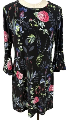 Tommy Hilfiger Floral Jersey A Line Dress Bell Sleeves Stunning Colors Size 6 - Image 1 of 4