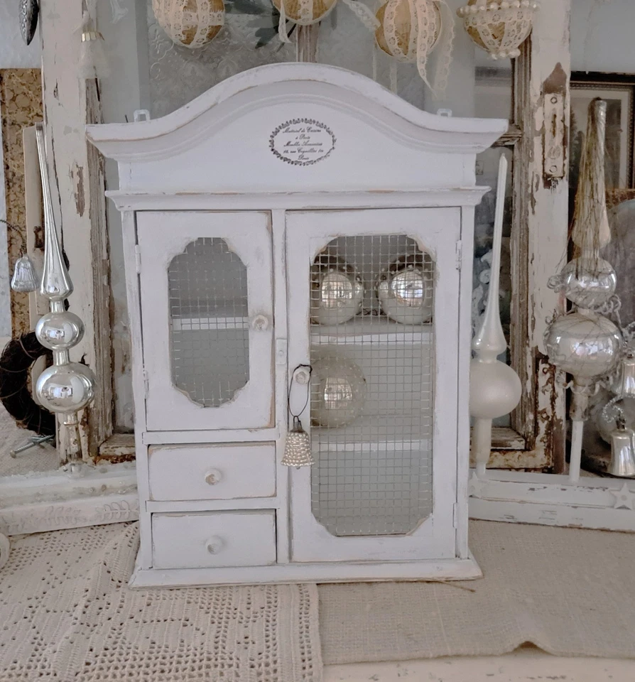 Wandschränkchen weiß Holz shabby chic - Bild 1 von 4