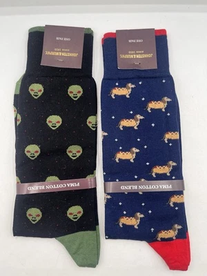 Calcetines de vestir de algodón Johnston & Murphy Pima nuevos negros alienígenas y azules Hot Dog Foto 1 de 4