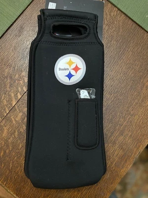 NFL PITTSBURGH STEELERS SAMBA NEOPRENE (2) BOTTLE WINE TOTE W/WINE OPENER NWT - Image 1 of 4