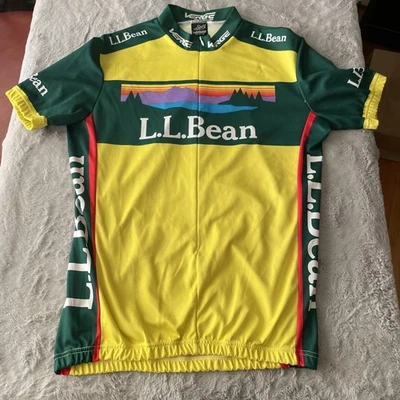 LL Bean Bike Jersey XL Men’s Green Yellow Cycling Road Biking - Image 1 of 4