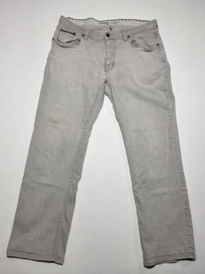 Jeans de mezclilla elásticos grises personalizados vintage VANS Johnny Layton 36x30  Foto 1 de 4