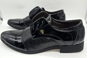 Men's Black Patent Leather Dress Shoes Oxfords EU 44 US 11 Formal Slip On... - Picture 1 of 8