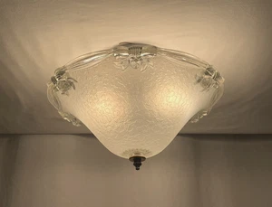 Vintage Art Deco MCM Semi Unterputz Glas Deckenleuchte matt weiß 20er 30er 40er - Bild 1 von 24