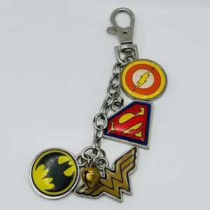 DC Comics Superhero Logo Keychain Batman Superman Wonder Woman Flash Vintage - Picture 1 of 5