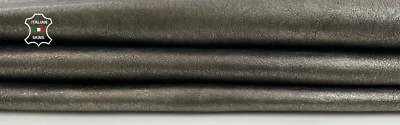 METALLIC PEWTER ANTIQUED DISTRESSED ROUGH Thick Goat leather 5+sqf 1.1mm C2489 - Image 1 of 4