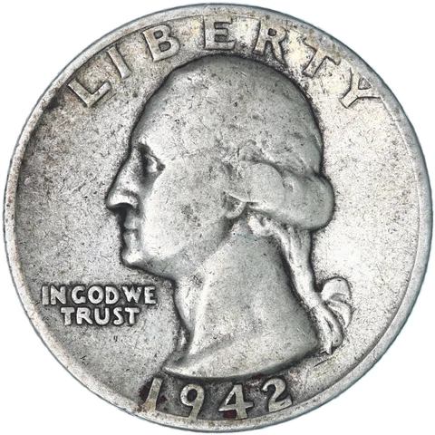 1942 S Washington Quarter 90% Silver Very Good VG See Pics V502 Cover