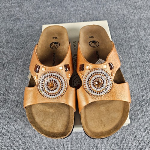 NEW BALANCE Sandali donna Euro Wellness Balance US 10 EU 41 chiodi di garofano oro pelle lucida nuovi con scatola