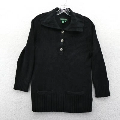 Suéter LRL Mediano Para Mujer Negro Tejido Henley Manga Larga Lauren Ralph Lauren De Colección Foto 1 de 4