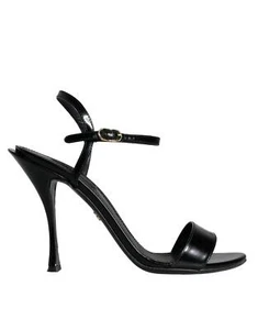 Dolce&Gabbana KEIRA Women Black Sandals 100% Leather Ankle Strap Shoes EUR 38.5 - Picture 1 of 8