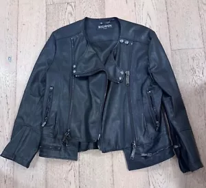 BALMAIN BIKER LEATHER JACKET COAT SZ LARGE BNWT - Picture 1 of 11