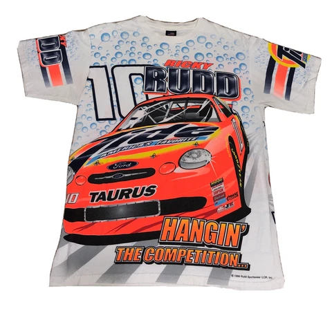 VTG Ricky Rudd TIDE NASCAR All Over Print T-Shirt Cup Bubbles Hangin the Comp Cover