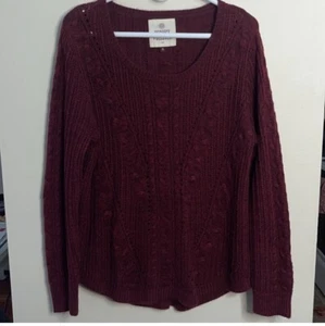 SO Perfect Pullover Sweater Cable Knit Burgundy Womens Size Xlarge - Picture 1 of 9