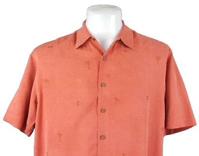 QUIKSILVER Mens 100% SILK Red EMBROIDERED S/S HAWAIIAN SHIRT - M - 46” - £59 - Image 1 of 4