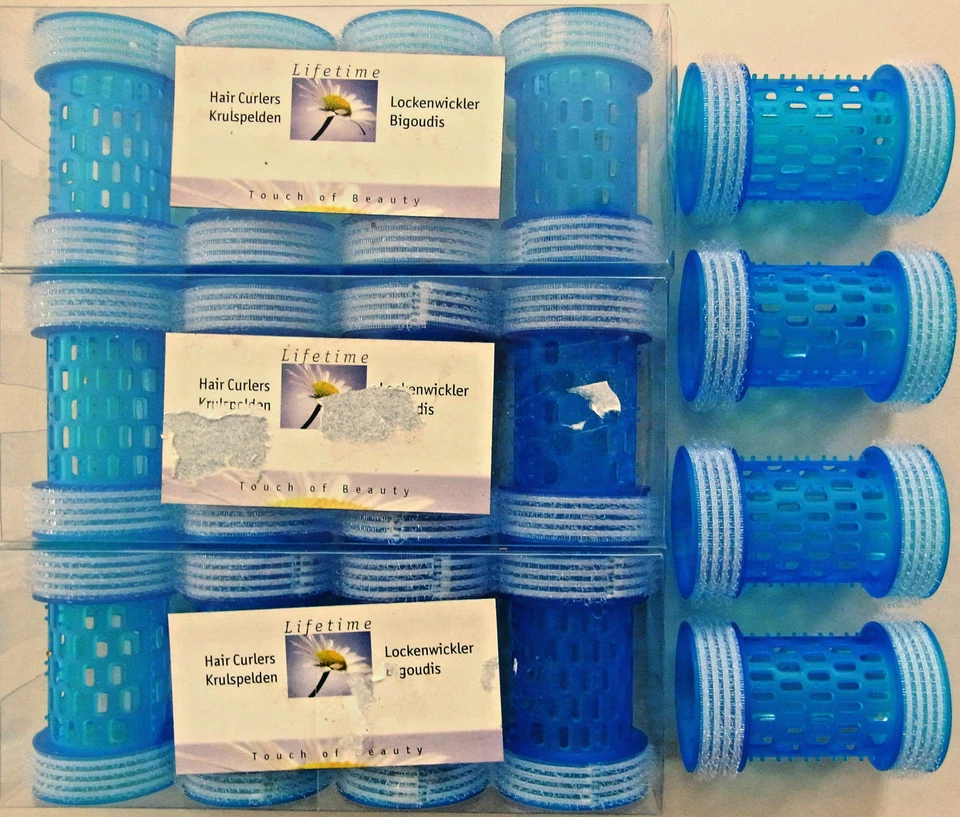 Lockenwickler blau 4 x 4 Stück selbsthaftend Breite 6 cm Durchmesser: ca. 3,7 cm - Bild 1 von 1