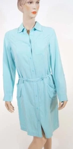 Dakini Womens Light Blue Aqua Belted Button Down Long Sleeve Dress Jacket Coat S - Picture 1 of 1
