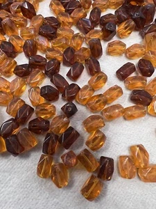 25x glass beads amber brown rectangle corner cut 12/8mm (s1300) - Picture 1 of 5