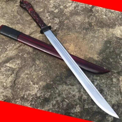 Espada espada china sable de batalla cuchillo cabeza de dragón mango acero manganeso  Foto 1 de 4