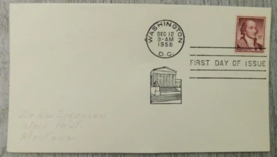 First Day Of Issue WA DC DEC 12 1958 John Jay Vintage Stamp Envelope Cover - Image 1 of 4