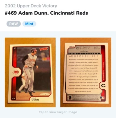 2002 ~ ADAM DUNN #469 UPPER DECK - VICTORY / BASEBALL CARD CONDITION: MINT - Image 1 of 4