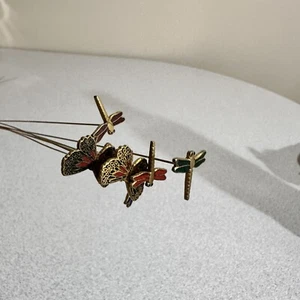 Vintage Cloisonne insects Brass & Glass butterflies And dragons 7 pieces 12” L - Picture 1 of 4