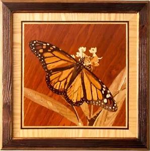 Cola de golondrina mariposa naturaleza madera imagen decoración ecológica mosaico marquetería incrustación regalo - Imagen 1 de 13