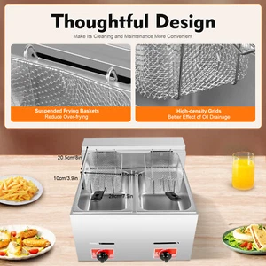 Commercial Countertop Gas Fryer LPG Liquefied Gas Deep Fryer Doul Frying Baskets - Picture 1 of 12