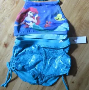Disney Arial 5 Green/Blue Weight 37-43 Halter/Ruched Shorts Swim Suit Set NWT - Picture 1 of 5