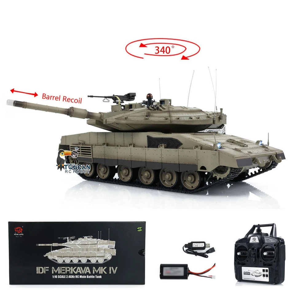 1:16 IDF Merkava MK IV Infrared Battle Tank HengLong 3958 RC Model W/BB Shoot - Image 1 of 4