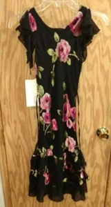 Girls SZ 12  Black and Red Dress by Emily West Roses party floral New tag  - Picture 1 of 9