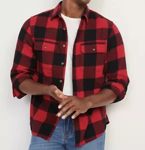 40 $ OLD NAVY Herren normale Passform kariertes doppelt gebürstetes Flanellhemd, neu mit Etikett! - Bild 1 von 8