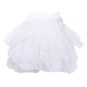 Women 4 Layer Elastic Drawstring Waist Underskirt Solid Color Short Petticoat So - Bild 1 von 10