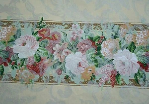 Vintage Richloom Floral Strip Damask Fabric By the Yard - Picture 1 of 7