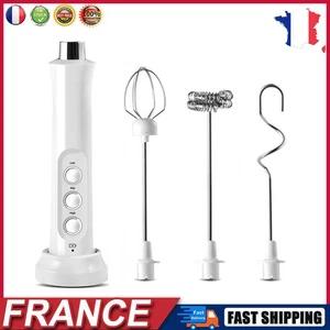 USB Electric Milk Frother 3 Whisk Coffee Foamer Handheld Egg Mixer (White) fr - Picture 1 of 9