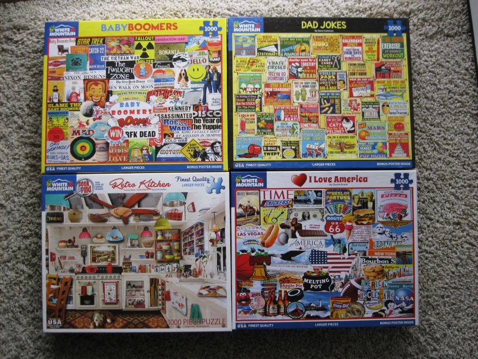 4 White Mountain 1000 Piece Jigsaw Puzzles - Image 1 of 1