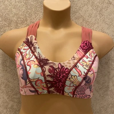 Maaji Reversible Bikini Top. Multicolor Floral Macrame Back. Size Medium - Image 1 of 4