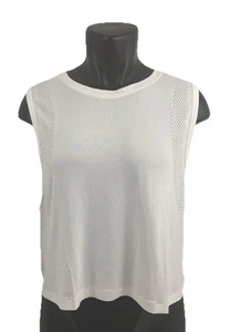 PINK Victoria's Secret Sleeveless Muscle Tank Large White Relaxed fit Cutout - Picture 1 of 7