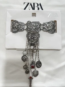 ZARA WOMAN NWT SS25 FLOWER CHARM CHOKER NECKLACE SILVER 4548/099/808 - Picture 1 of 8