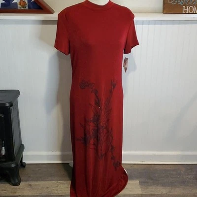 NWT Vintage Y2K  R.J. Collection Maxi Dress Slinky jersey knit Dark Romance  14 - Image 1 of 4