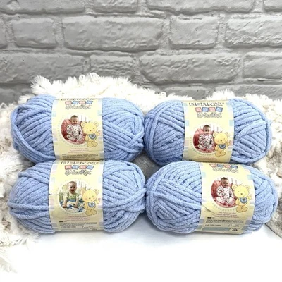 Bernat Baby Blanket Yarn Baby Blue Lot of 4 Skeins Chunky Soft Blanket 03202 New - Image 1 of 4