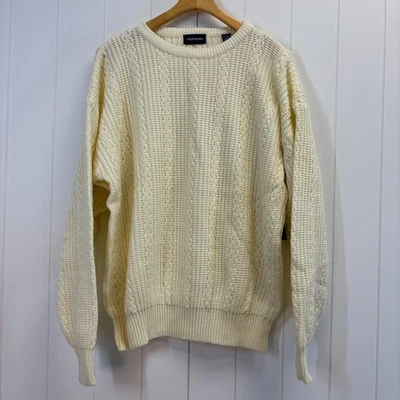 Vintage Claybrooke Mens Fisherman Chunky Ribbed Sweater Size L Cozy Neutral NWT - Image 1 of 4