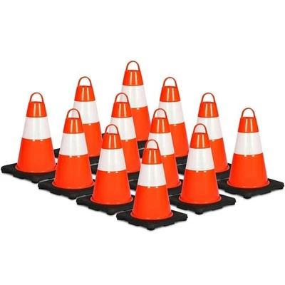 Pyle 12" PVC Cone - 12 Pieces High Visibility Structurally Stable for Traffic - Image 1 of 4