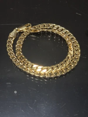 *STUNNING 14k GOLD PLATED 9.5" MEN'S CURB LINK BRACELET MADE IN ITALY 4MM $75 L5 - Image 1 of 4