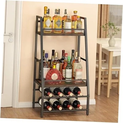 Estante de vino trapezoidal de 4 niveles piso independiente, mini gabinete de licor escalonado  Foto 1 de 4