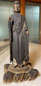 Early Antique Muromachi Period Buddha Statue Figurine Wood Wooden Carving Japan! - Picture 1 of 18